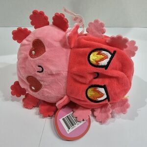 Reversible Axolotl Plushie Mood Toy Cute Pink & Red Flip Stuffed Animal NWT